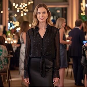 Chelsea 28 Black Shear Top Tunic Blouse Size Medium